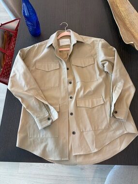 Maria McManus khaki shacket